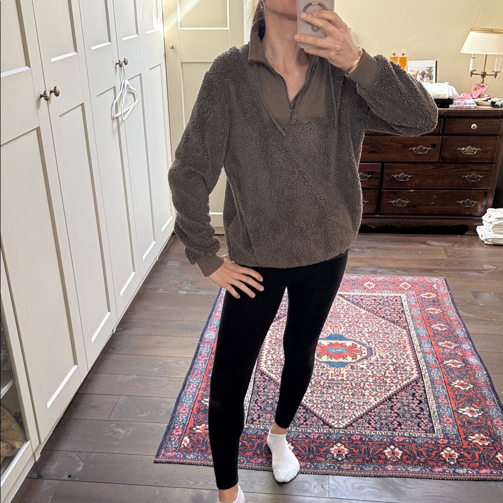 Sweaty Betty Taupe Sherpa Sweatshirt